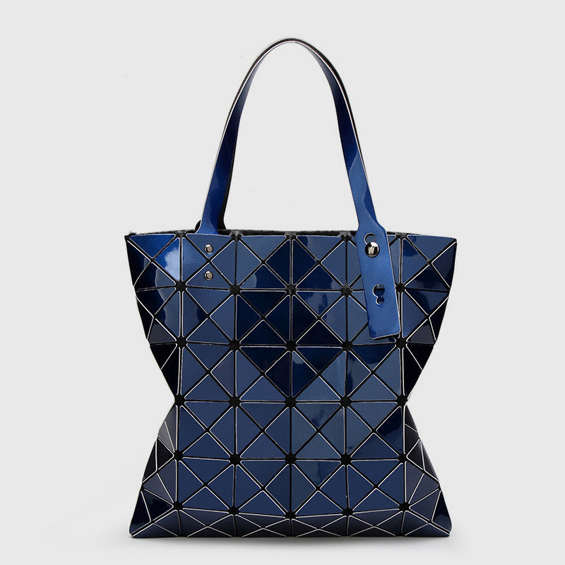 Geometric Diamond Shoulder Bag Minimalist Solid Color Women Handbag - MidnightBlue - image 17