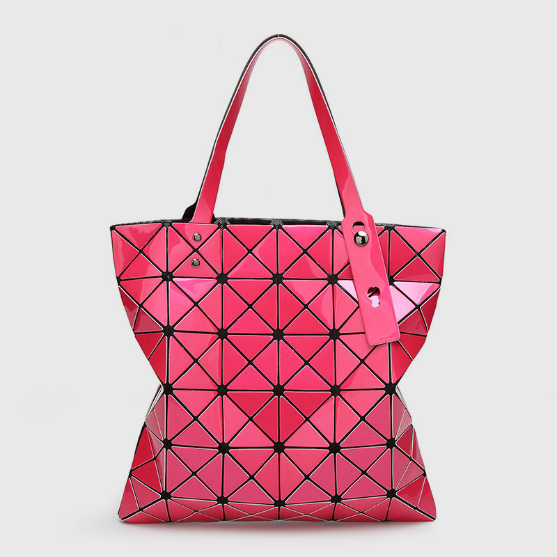 Geometric Diamond Shoulder Bag Minimalist Solid Color Women Handbag - DeepPink - image 25
