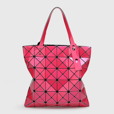 Geometric Diamond Shoulder Bag Minimalist Solid Color Women Handbag - DeepPink - image 25
