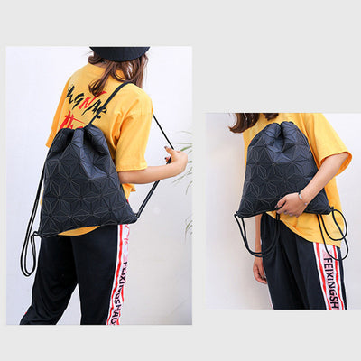 Luminous Geometric Backpack For Women Men Outdoor Drawstring Daypack