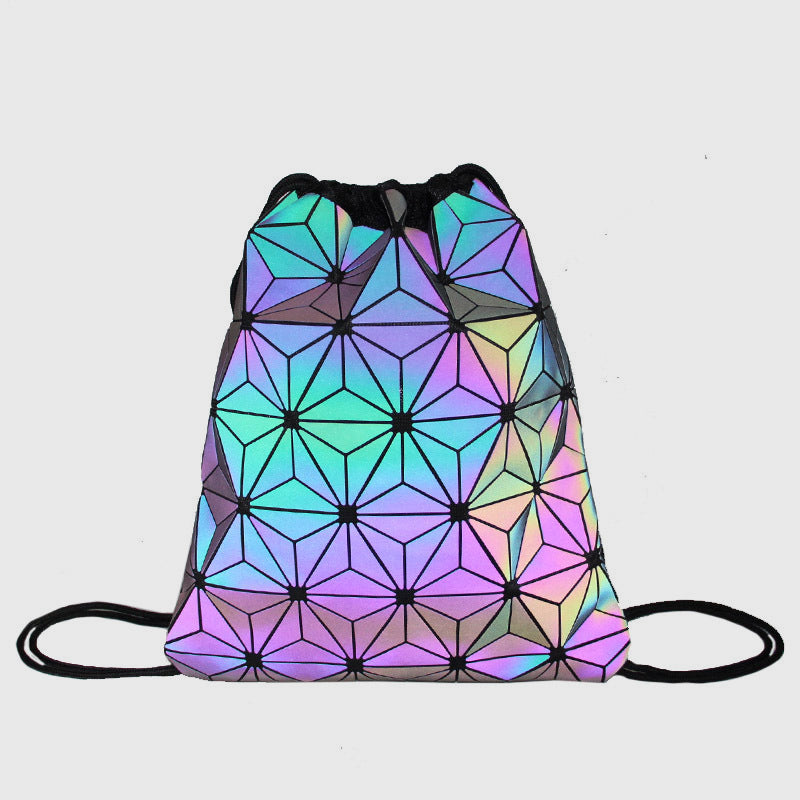 Luminous Geometric Backpack For Women Men Outdoor Drawstring Daypack