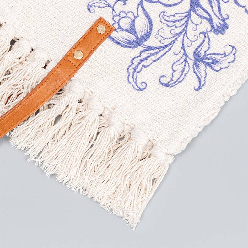 Tote Bag for Women Tassel Bohemian Printing Canvas Shoulder Bag