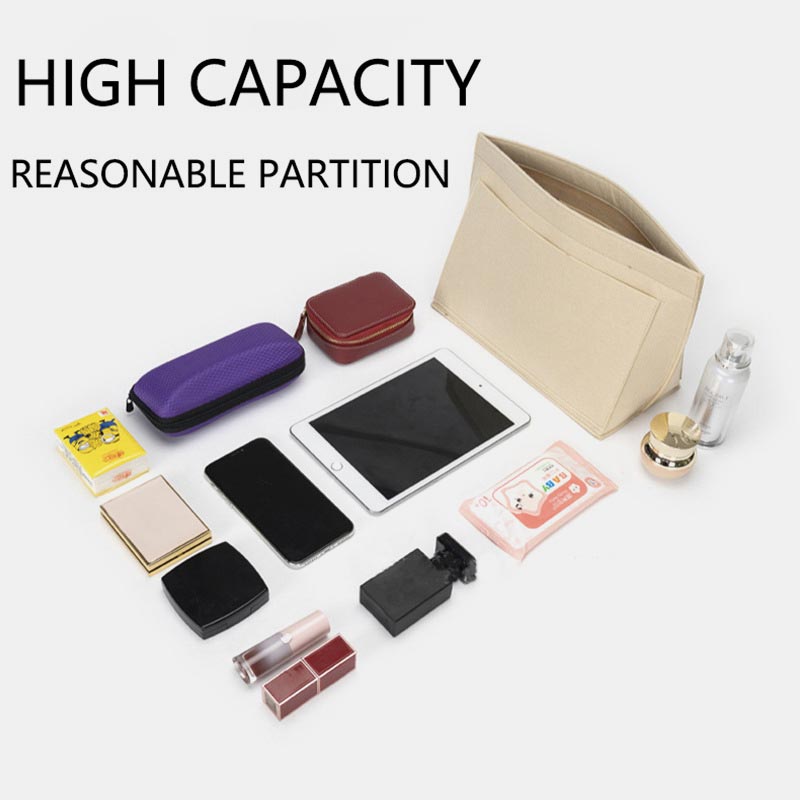 Multiple Pocket Felt Inner Insert Bladder Bag For Storage Purse