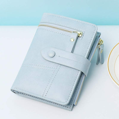 Short Leather Wallet For Women Use Minimalist Folding Coin Purse