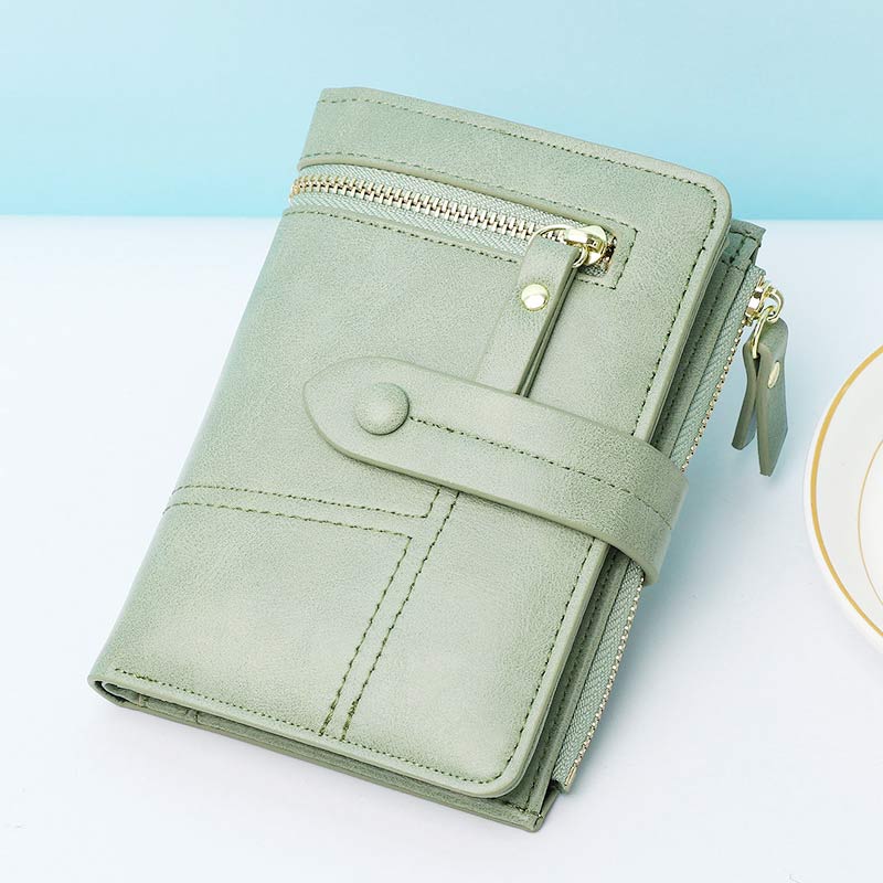 Short Leather Wallet For Women Use Minimalist Folding Coin Purse