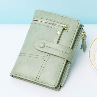 Short Leather Wallet For Women Use Minimalist Folding Coin Purse