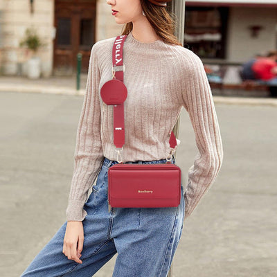 2 Pcs Phone Bag Coin Purse Faux Leather Women Crossbody Bag Wallet