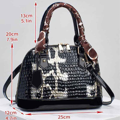 Snakeskin Grain Top Handbag Large Capacity Seashell Crossbody Bag