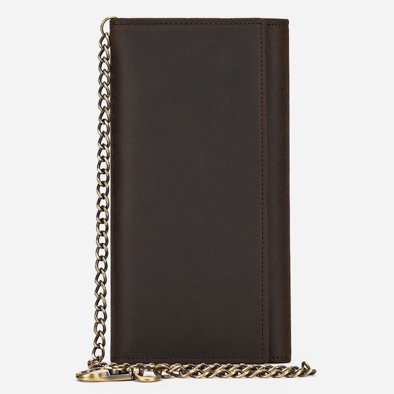 Wallet With Chain Mens Multiple Card Slot Triple Fold Purse