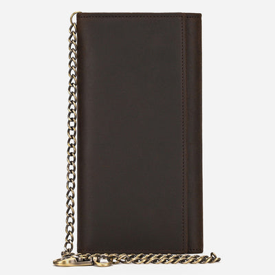 Wallet With Chain Mens Multiple Card Slot Triple Fold Purse