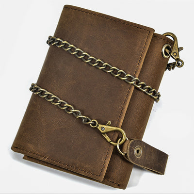 Wallet With Chain Mens Multiple Card Slot Triple Fold Purse