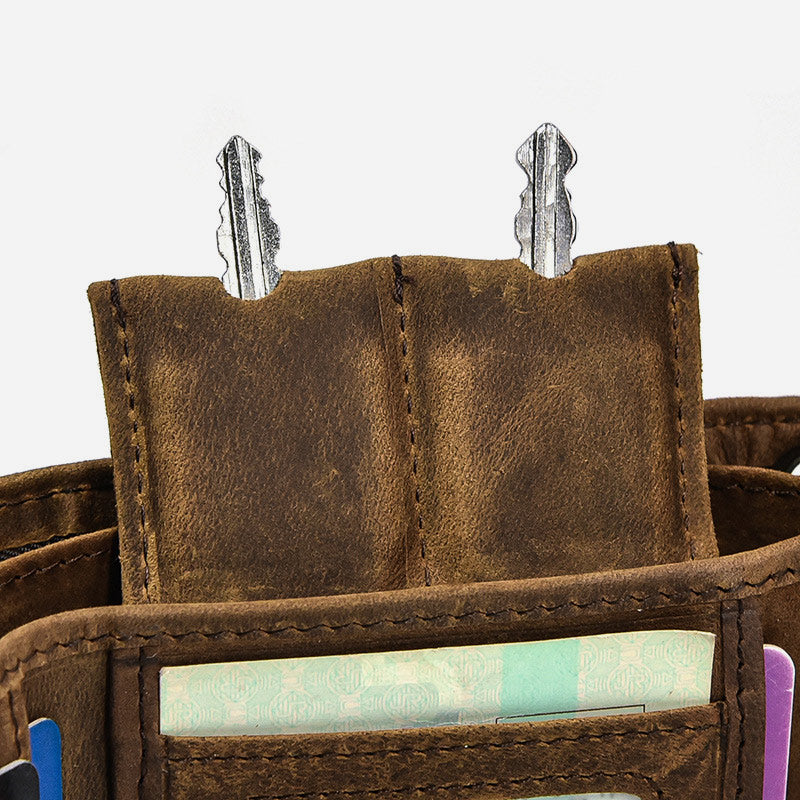 Wallet With Chain Mens Multiple Card Slot Triple Fold Purse
