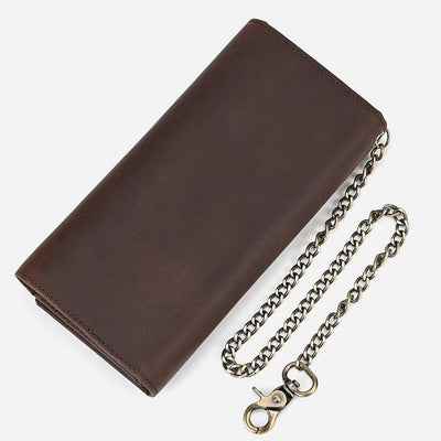 Wallet With Chain Mens Multiple Card Slot Triple Fold Purse
