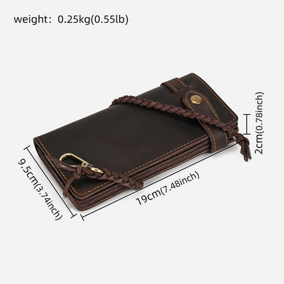 Long Bifold Wallet With Leather Chain Protect For Men