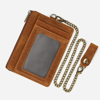 Multifunctional Wallet With Chain Protect For Men Leather Card Bag