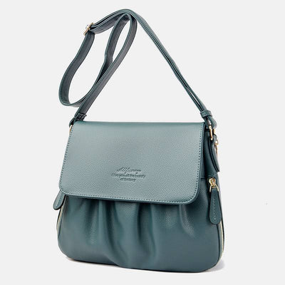 Leisure Crossbody Bag For Women Pleated Style Lightweight Leather Bag