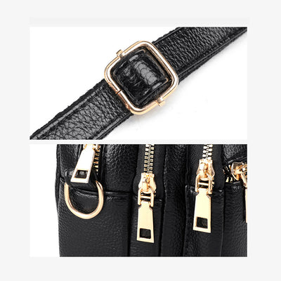 Multiple Layers Leather Round Purse For Women Simple Crossbody Bag
