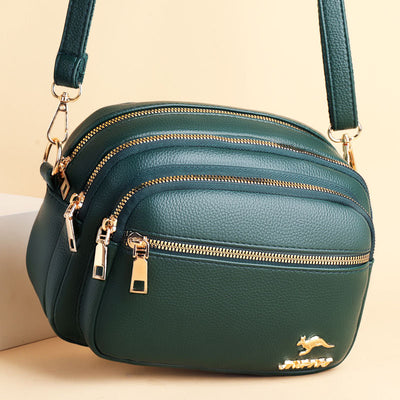 Multiple Layers Leather Round Purse For Women Simple Crossbody Bag