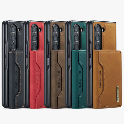 Samsung Fold Magnetic Card Case for Z Fold 4/5/6, S24, Protective Leather Case