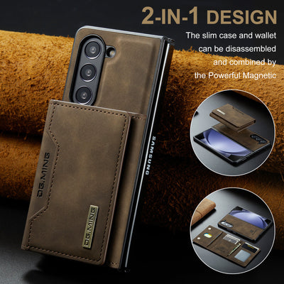 Samsung Fold Magnetic Card Case for Z Fold 4/5/6, S24, Protective Leather Case