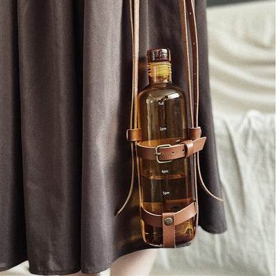 Strap Cup Set For Outdoor Crossbody Leather Bottle Cover
