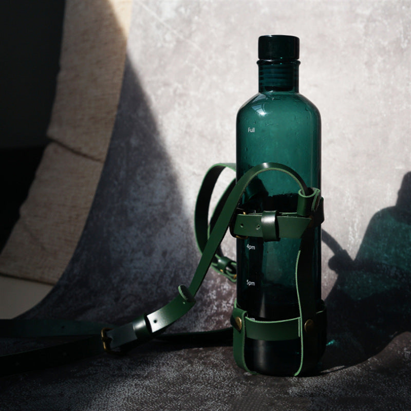 Strap Cup Set For Outdoor Crossbody Leather Bottle Cover