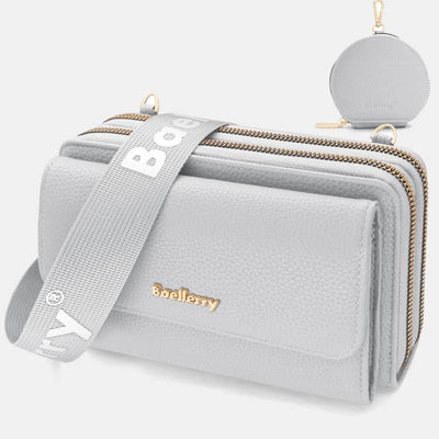 2 Pcs Phone Bag Coin Purse Faux Leather Women Crossbody Bag Wallet
