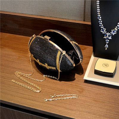 Rhinestone Banquet Evening Bag For Women Sparkle Football Purse