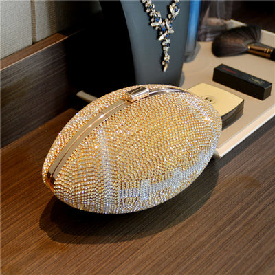 Rhinestone Banquet Evening Bag For Women Sparkle Football Purse