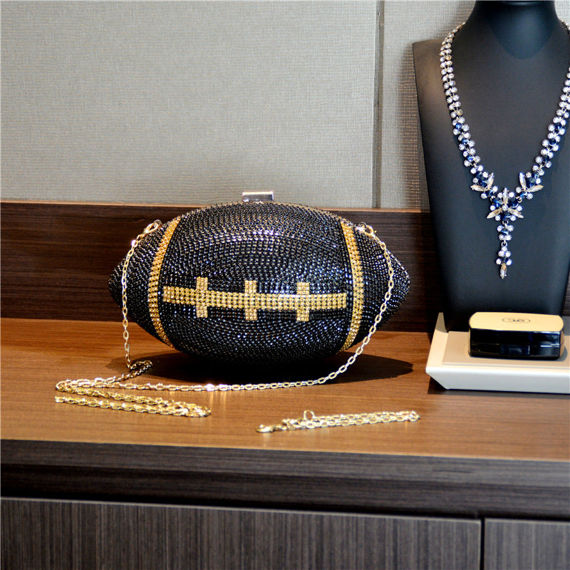 Rhinestone Banquet Evening Bag For Women Sparkle Football Purse