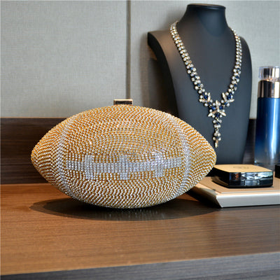 Rhinestone Banquet Evening Bag For Women Sparkle Football Purse