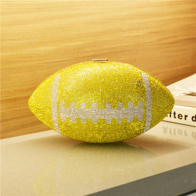 Rhinestone Banquet Evening Bag For Women Sparkle Football Purse