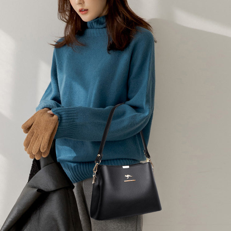 Small Leather Crossbody Handbags Purses Triple Compartment Crossover Shoulder Bag