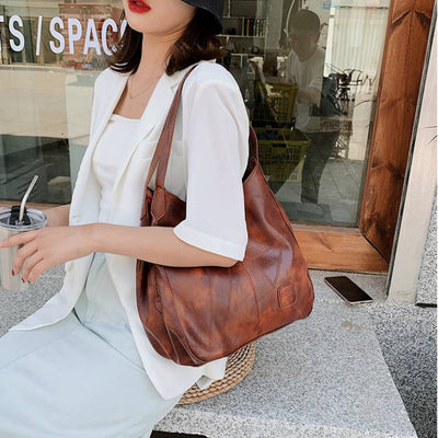 Large Capacity Simply Fashion Shoulder Bag Triple Layer Hobo Bag