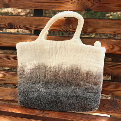 Natural Color Matching Handbag For Women Wool Felt Tote