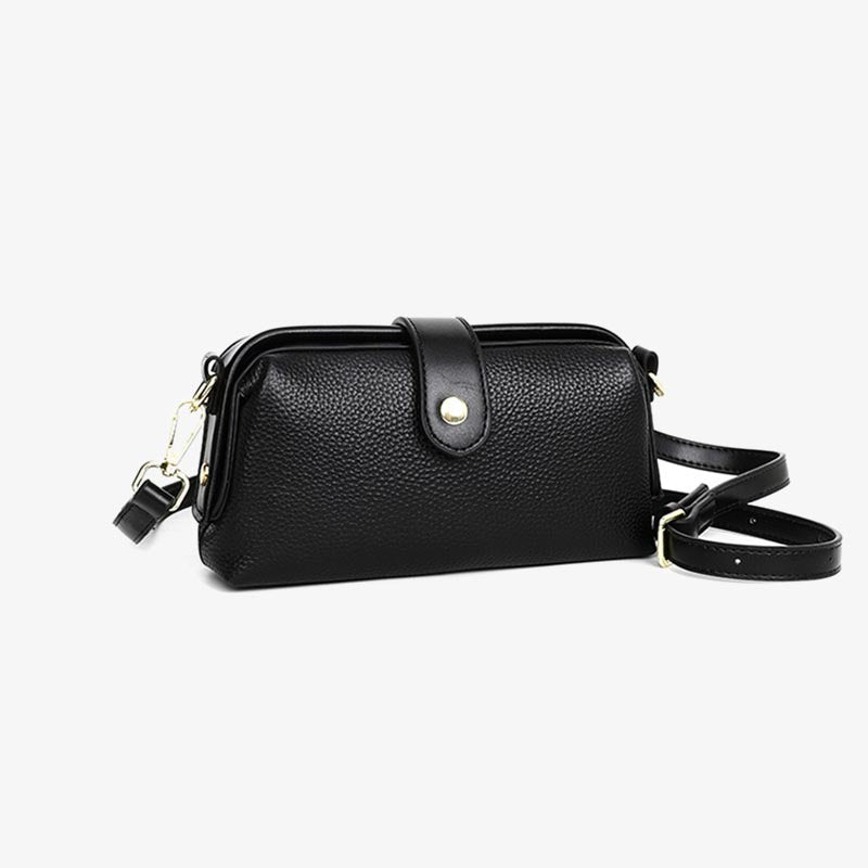Horizontal Crossbody Bag Genuine Leather Elegant Purse For Commuter