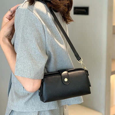 Horizontal Crossbody Bag Genuine Leather Elegant Purse For Commuter