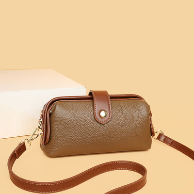 Horizontal Crossbody Bag Genuine Leather Elegant Purse For Commuter