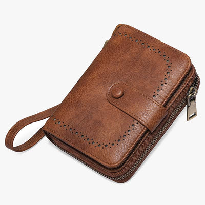 Large Capacity Card Holder Solid Color Vegan Leather Wallet