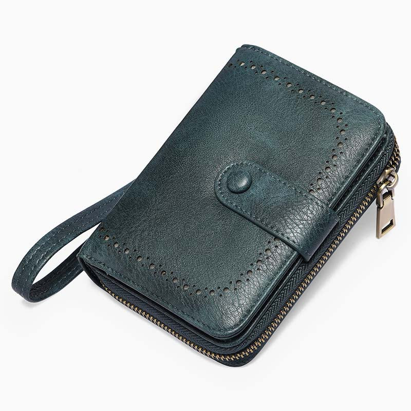 Large Capacity Card Holder Solid Color Vegan Leather Wallet