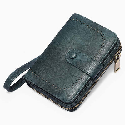 Large Capacity Card Holder Solid Color Vegan Leather Wallet