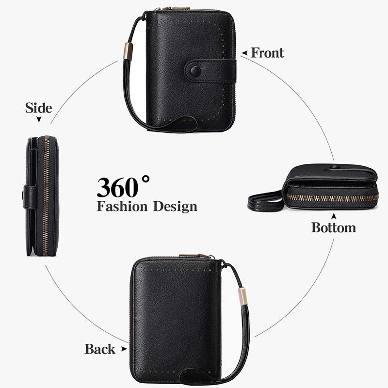 Large Capacity Card Holder Solid Color Vegan Leather Wallet