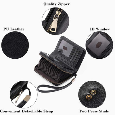 Large Capacity Card Holder Solid Color Vegan Leather Wallet