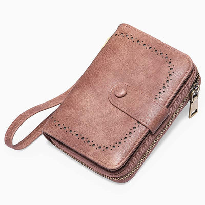 Large Capacity Card Holder Solid Color Vegan Leather Wallet