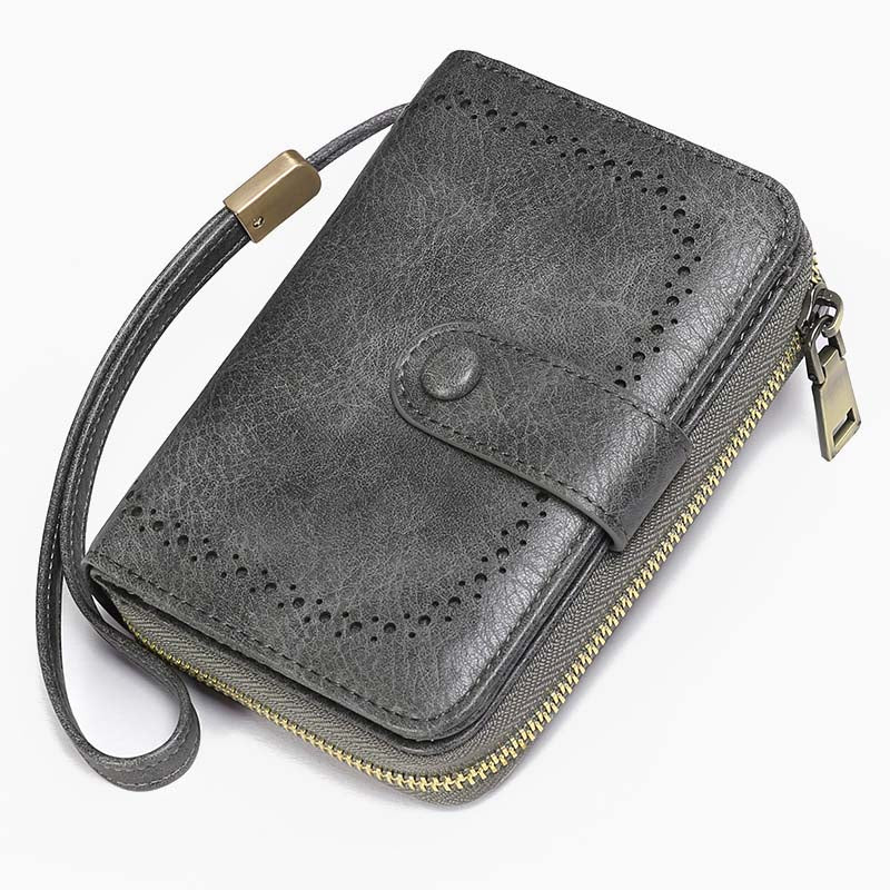 Large Capacity Card Holder Solid Color Vegan Leather Wallet