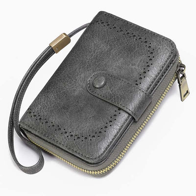 Large Capacity Card Holder Solid Color Vegan Leather Wallet