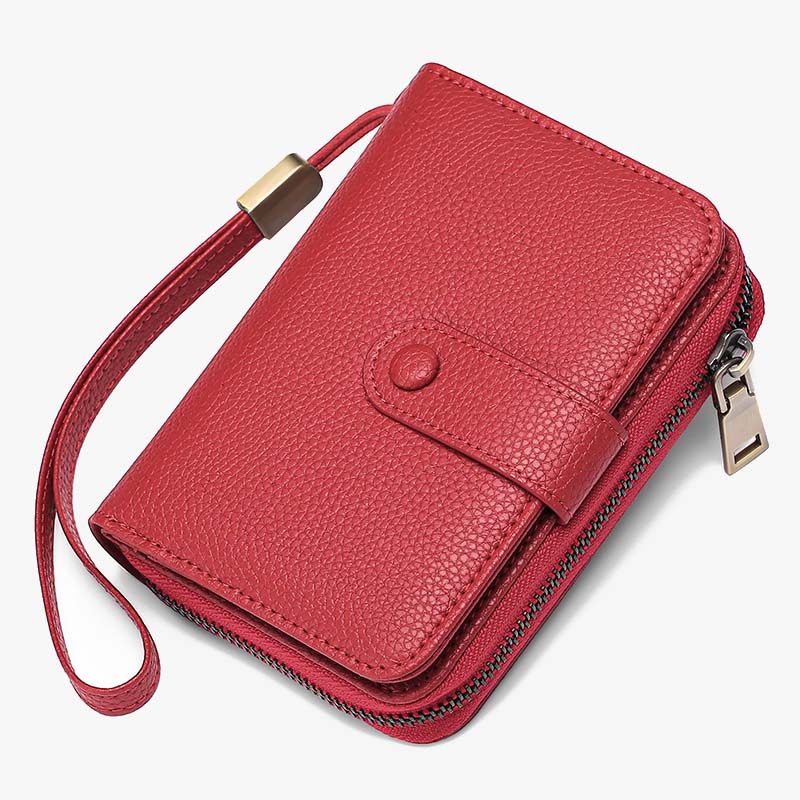 Large Capacity Card Holder Solid Color Vegan Leather Wallet