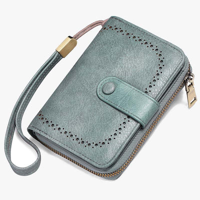 Large Capacity Card Holder Solid Color Vegan Leather Wallet