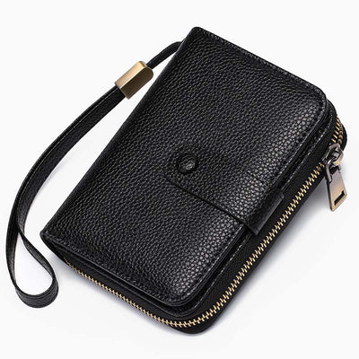 Large Capacity Card Holder Solid Color Vegan Leather Wallet