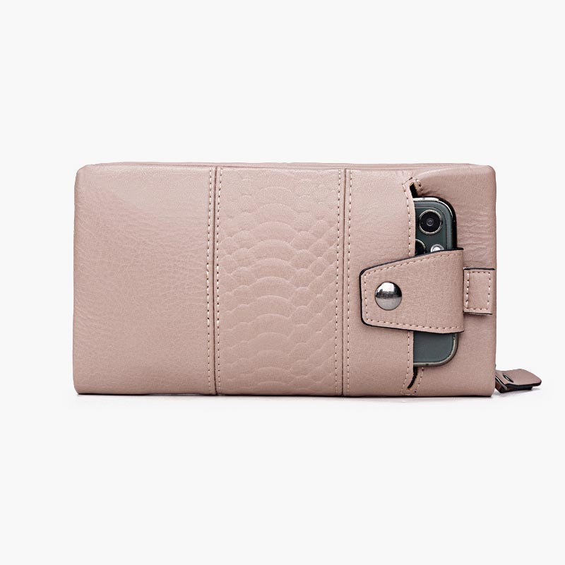 Plain Color Phone Bag Large Capacity Leather Wallet For Women